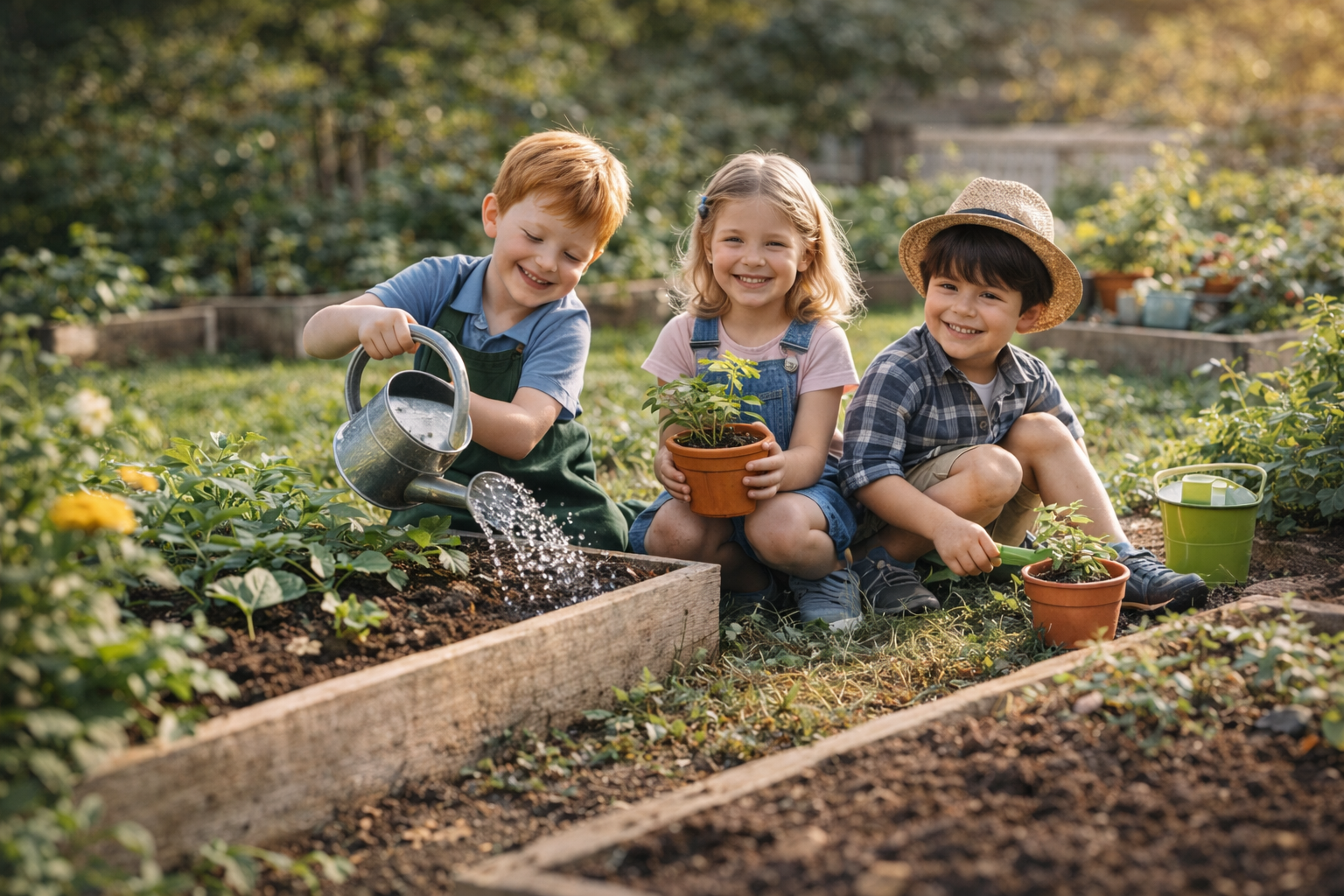 Children gardening